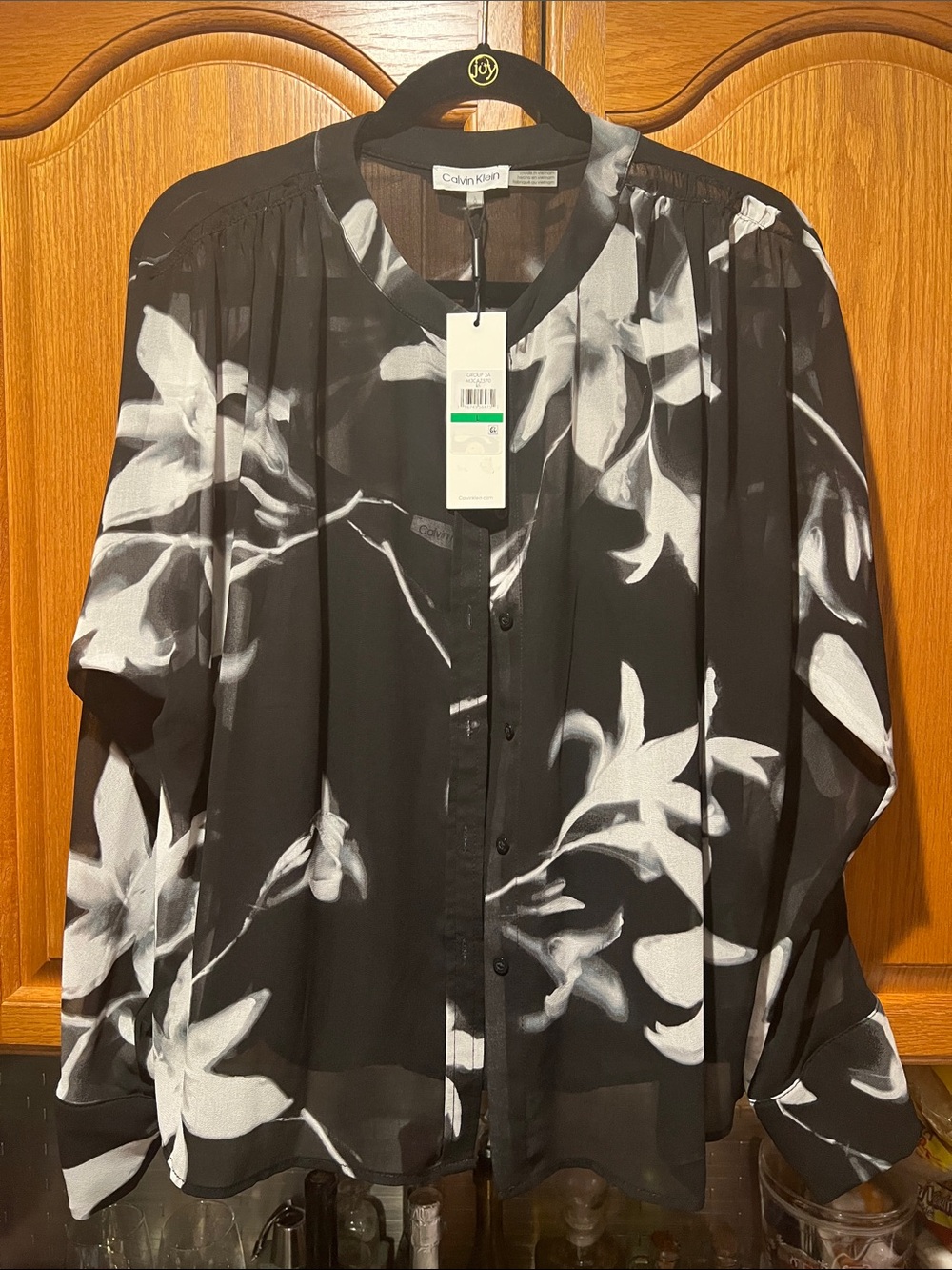 Calvin Klein Black & White Floral Button-Front Shirt